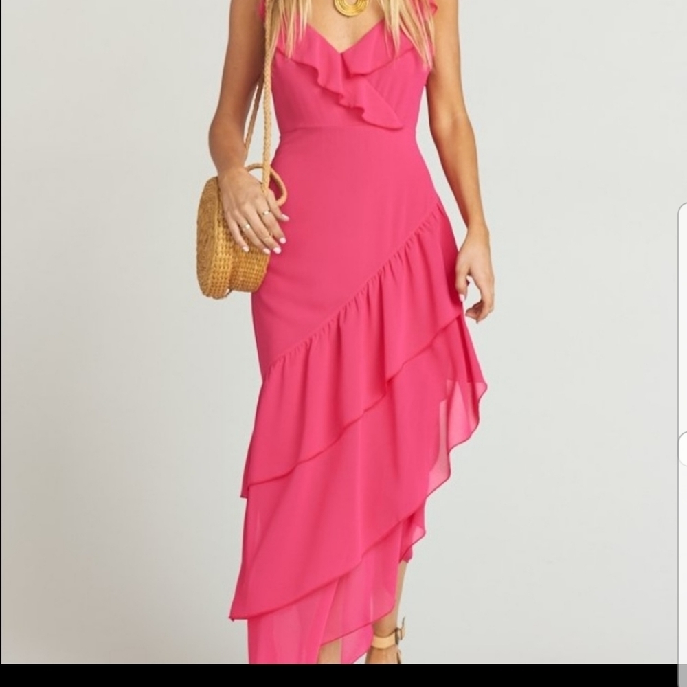 Show Me Your MuMu pink ruffles maxi dress